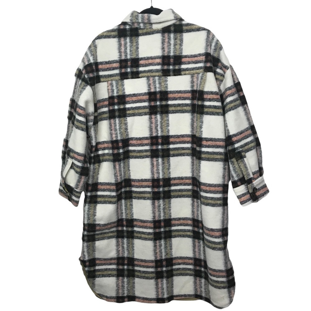 Button Front Patch Pocket Plaid Shacket Overcoat NWT Small - Picture 2 of 16